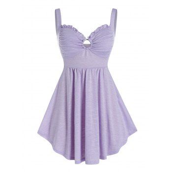 

Plus Size Ruffled O Ring Tank Top, Crocus purple