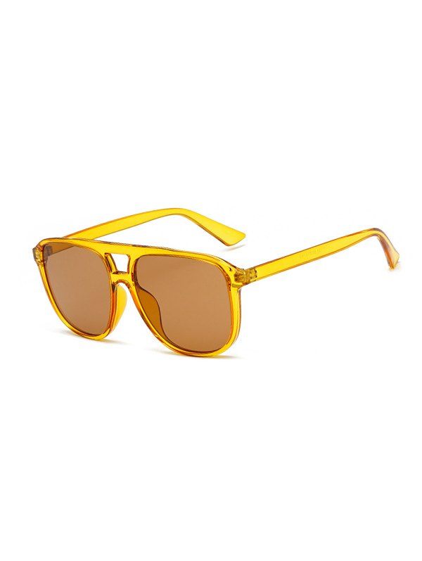 Retro Oversized Driving Square Bar Sunglasses - YELLOW 