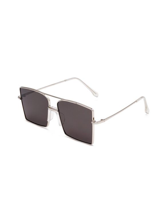 Lunettes de Soleil Carrées Barre en Métal Surdimensionnées - Noir 