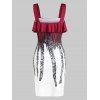 Printed Ruffle Mini Bodycon Dress - RED WINE 2XL