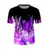 T-shirt Décontracté Pieuvre Galaxie Imprimés à Col Rond - multicolor B 3XL