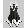 Débardeur Mouchoir Contrasté en Dentelle Insérée - Noir 3XL