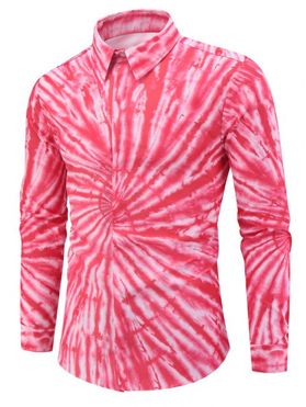 Spiral Tie Dye Print Button Up Long Sleeve Shirt