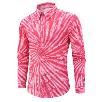 

Spiral Tie Dye Print Button Up Long Sleeve Shirt, Multicolor