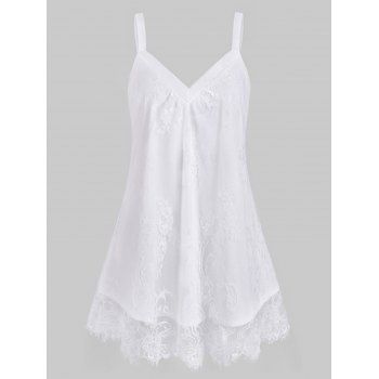 

Plus Size Sweetheart Neck Floral Lace Overlay Tank Top, White