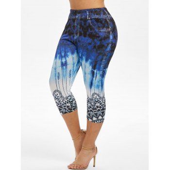 

Plus Size Tie Dye Printed Cropped Leggings, Multicolor
