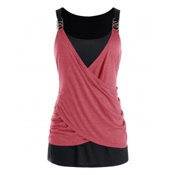 

Plus Size Crossover Draped Tank Top, Cherry red