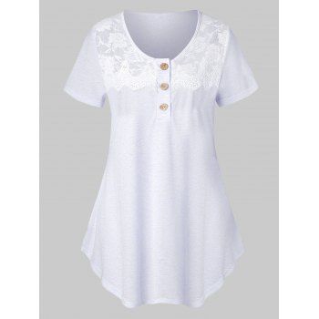 

Plus Size Lace Insert Marled T Shirt, Milk white