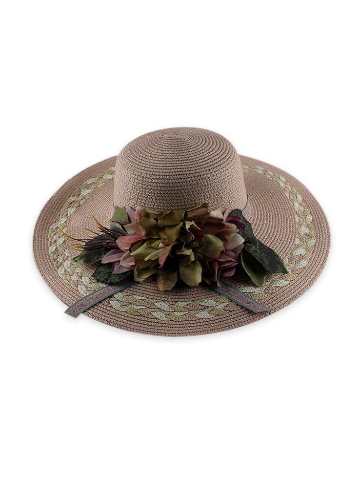 

Beach Wide Brimmed Floral Straw Sun Hat, Pink