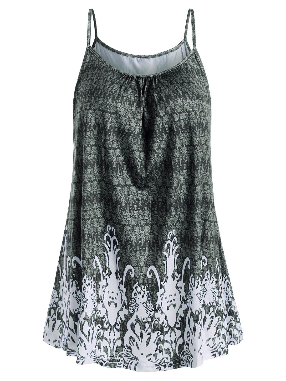 

Cami Printed Casual Tank Top, Grayish turquoise