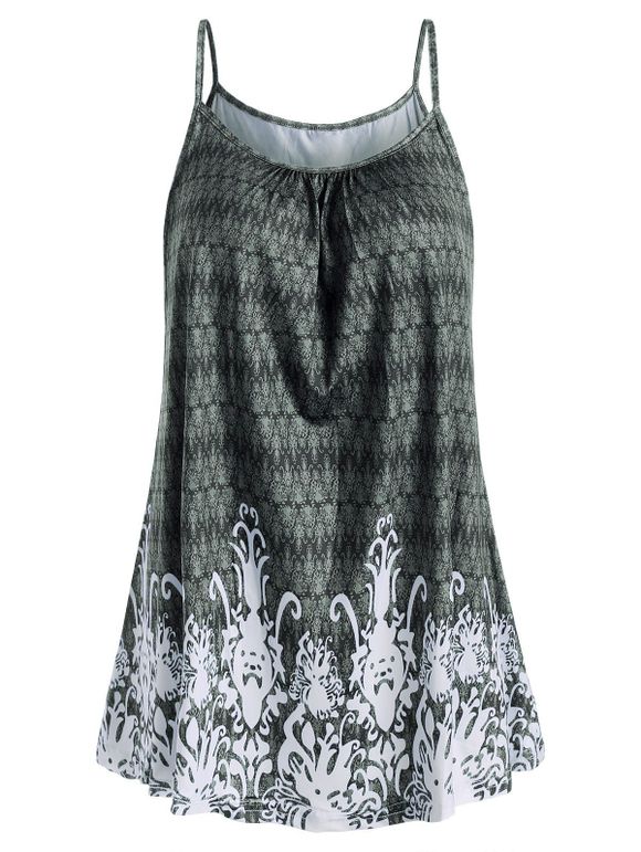 Débardeur Décontracté Imprimé à Bretelle - Turquoise Grisâtre 2XL