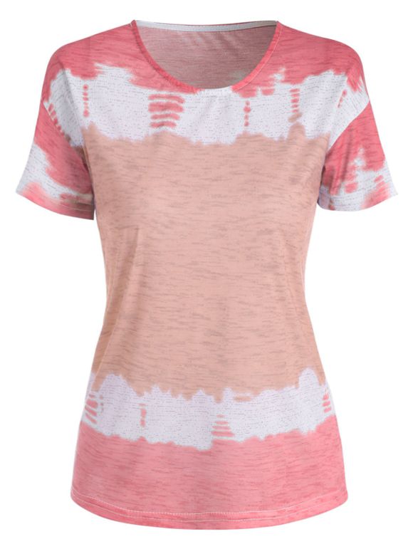 T-shirt Teinté Imprimé - Rose 3XL