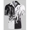 Chemise Pieuvre Imprimée Contrastée à Manches Courtes - Noir M