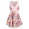 Débardeur Croisé Fleur Imprimée de Grande Taille - Rose clair 4X