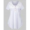 Plus Size Lace Insert Marled T Shirt - MILK WHITE L