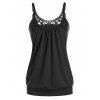 Débardeur en Dentelle Jointive de Grande Taille à Volants - Noir 5X