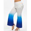 Pantalon Sanglé Teinté à Ourlet de Cloche de Grande Taille - Bleu Océan 1X