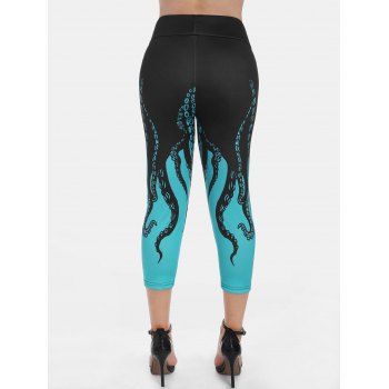 High Waisted Octopus Print Capri Skinny Leggings