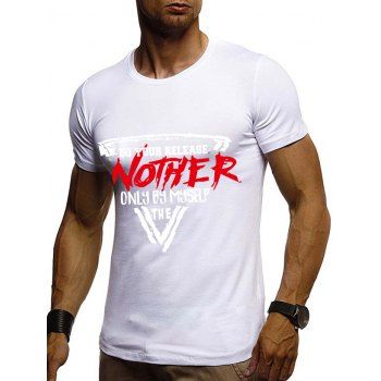 

Letter Geometric Print Basic T-shirt, White