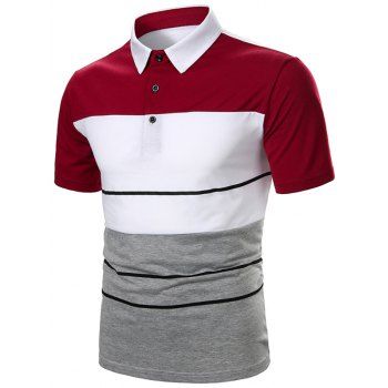

Quarter Button Contrast T-shirt, Red