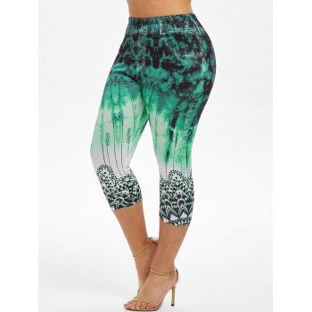 

Plus Size Tie Dye Printed Cropped Leggings, Medium forest green