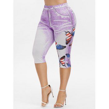 

Plus Size American Flag Butterfly Print Jeggings, Purple sage bush