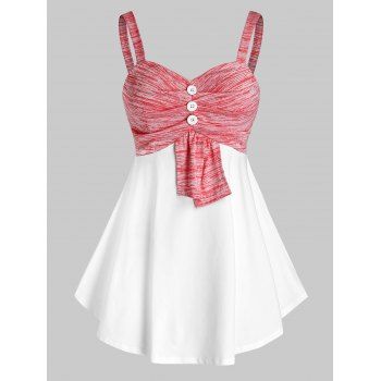 

Plus Size Space Dye Backless Tunic Tank Top, Light pink