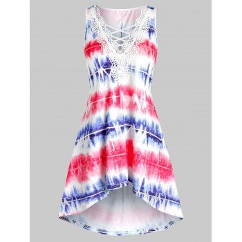

Plus Size Tie Dye Crochet Panel Tunic Tank Top, Multicolor