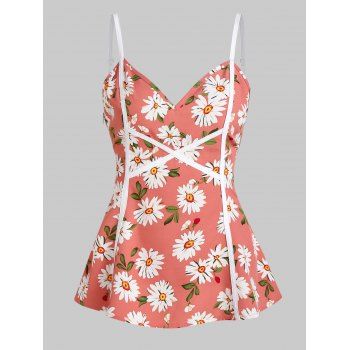 

Floral Print Casual Cami Tank Top, Pink rose