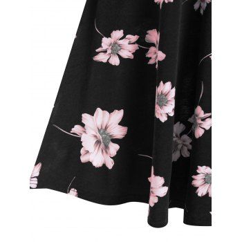 Printed Floral Corset Style Drawstring High Waist A Line Dress