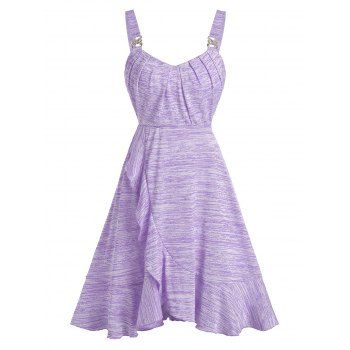 

Space Dye Sundress Rhinestone Buckled Ruffled Mini Cami Dress, Mauve