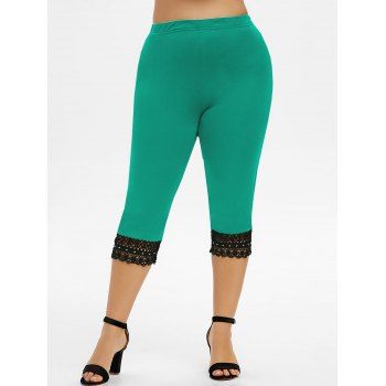 

Plus Size Lace Crochet Cropped Leggings, Medium aquamarine