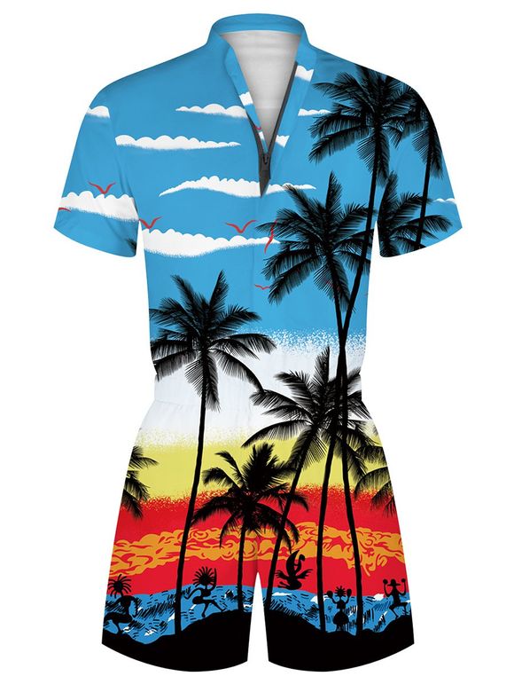 Barboteuse de Vacances Hawaïen Palmier Imprimé - multicolor M