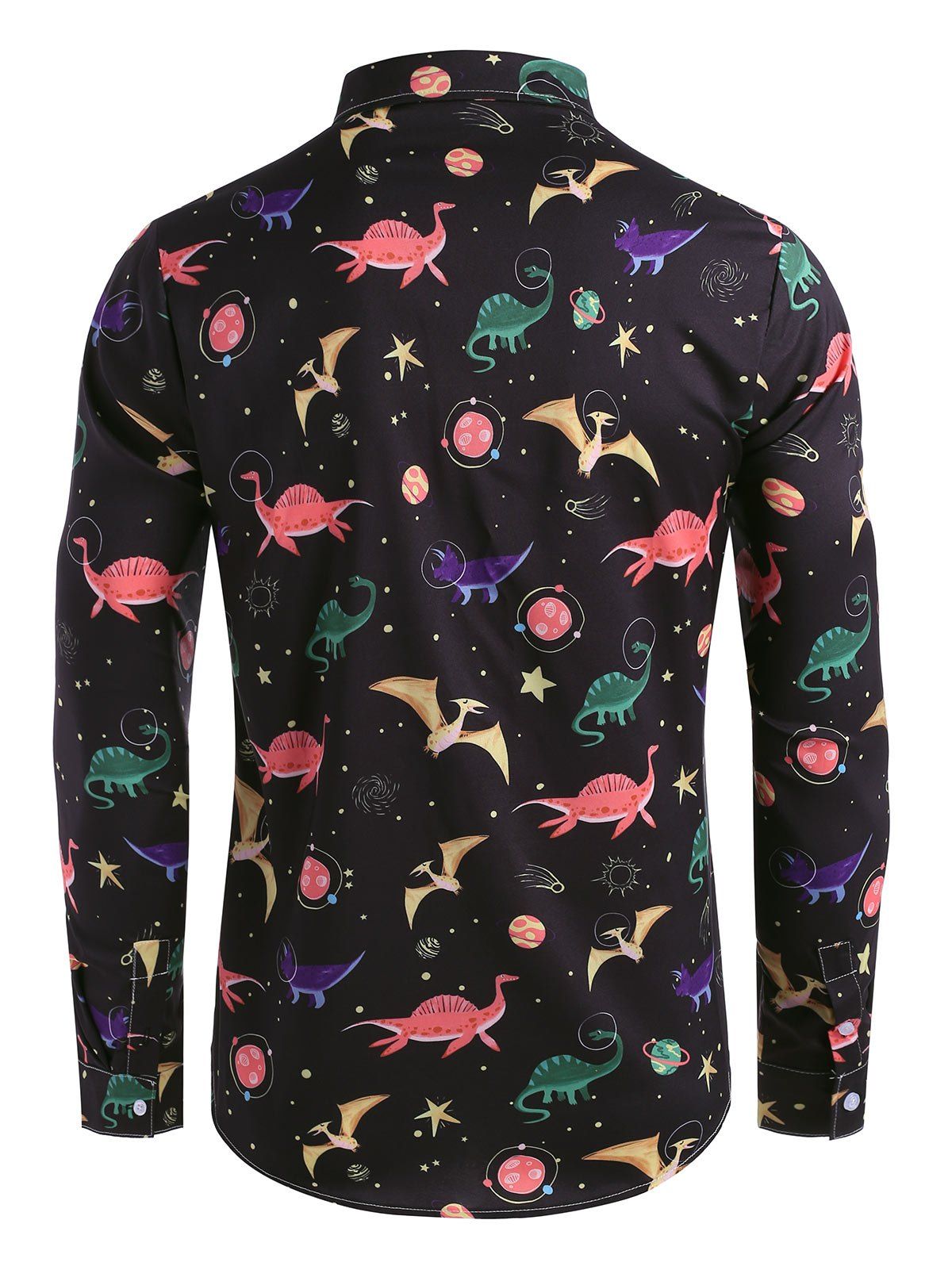 [35 OFF] 2020 Cartoon Dinosaur Print Button Up Long Sleeve Shirt In