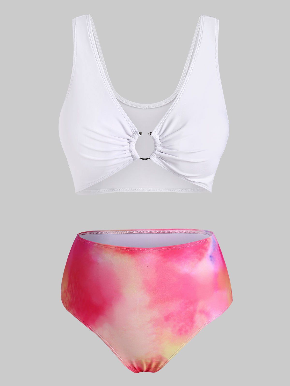U-bar Tie Dye Bikini Swimwear - WHITE 2XL