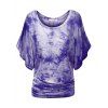T-shirt Teinté à Manches Chauves-Souris Grande Taille à Volants - Violet clair 1X
