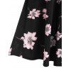 Printed Floral Drawstring High Waist Dress - BLACK XL