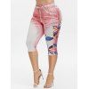Plus Size American Flag Butterfly Print Jeggings - CHESTNUT RED 5X