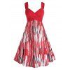 Robe Ligne A Croisée Imprimée sans Dos de Grande Taille - Rouge 4X