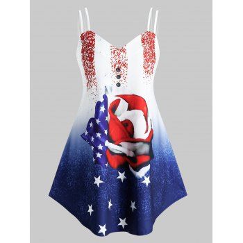 

Plus Size American Flag Print Swing Tank Top, Deep blue