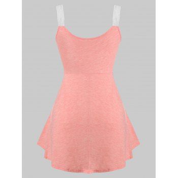 

Plus Size Chain Flounce Backless Tunic Tank Top, Orange pink