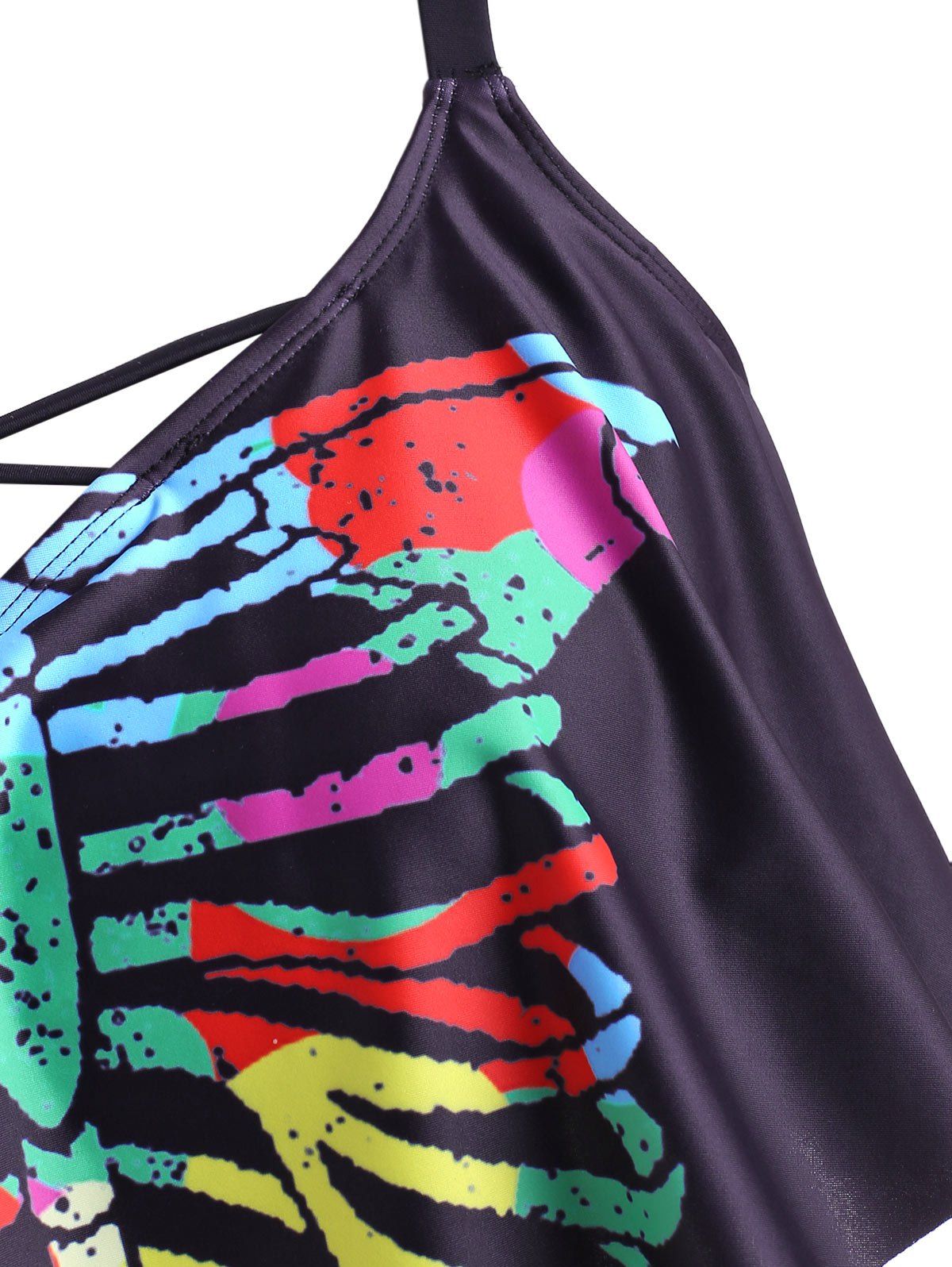 37 Off 2020 Skull Skeleton Flounces Halloween Plus Size Tankini Swimwear In Black Dresslily