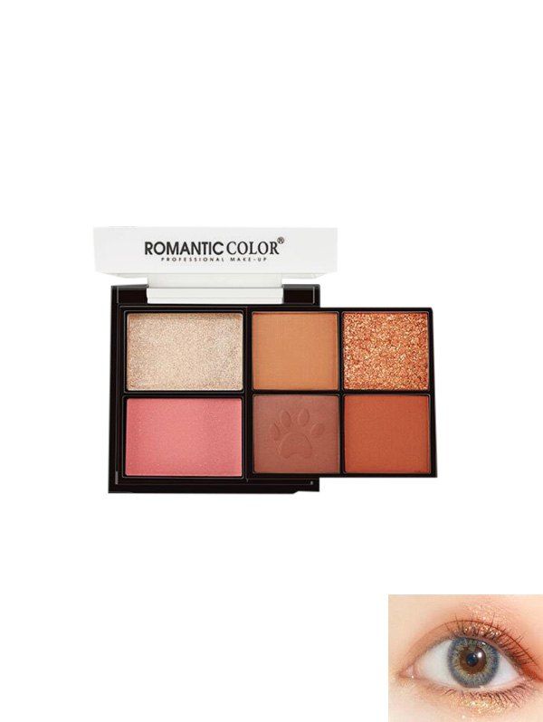 

6 Color Cat-pad Pattern Glitter Eyeshadow Palette, #004