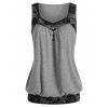 Débardeur Boutonné en Dentelle Insérée - Gris Clair S