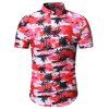 Chemise de Plage Arbre de Palmier Imprimé à Manches Courtes - Rose Foncé M