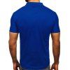 T-shirt à Imprimé Foudre et Slogan à Col Relevé - Bleu Océan 2XL