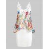 Robe Fourreau Papillon Imprimé en Mousseline Insérée - Blanc L