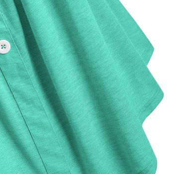 

Plus Size Applique Two Tone Button Tank Top, Macaw blue green