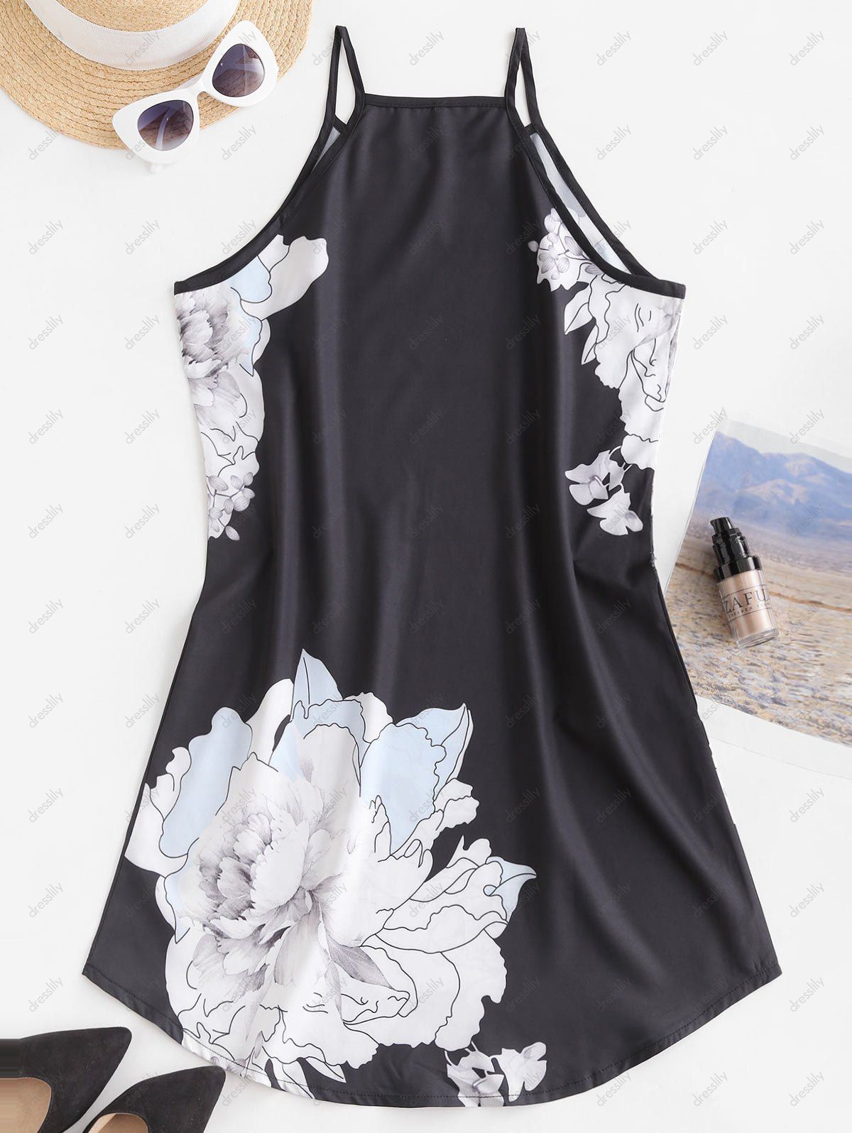 Robe Trapèze Florale - Noir XL
