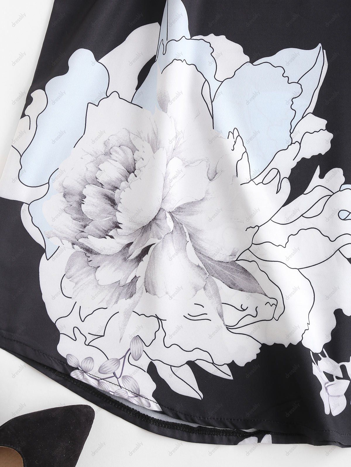 Robe Trapèze Florale - Noir XL